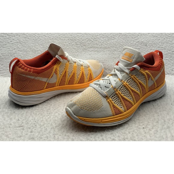 Nike Shoes - Nike Flyknit Lunar 2 Running Shoes Womens 7.5 Athletic Orange White 620658-101